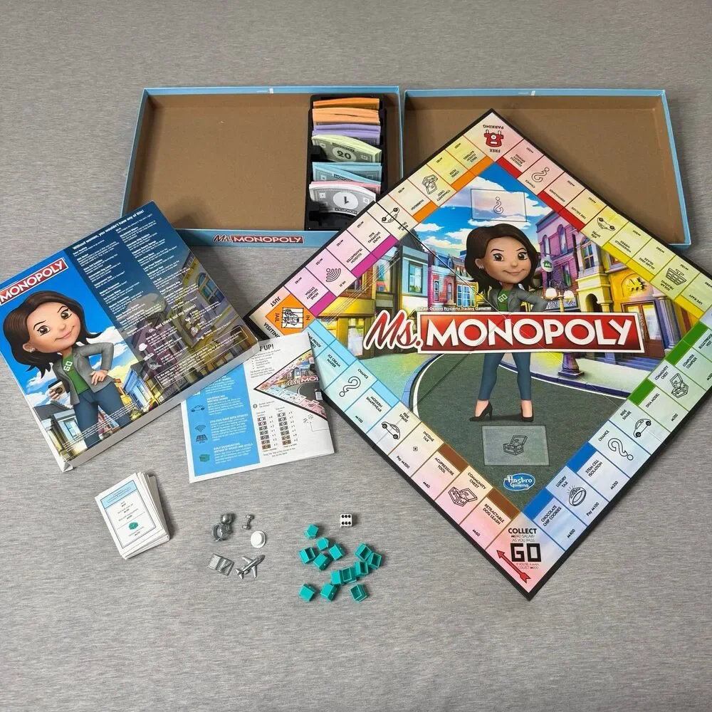 Hasbro Ms. Monopoly Board Game Collectors Women Investors Complete Game